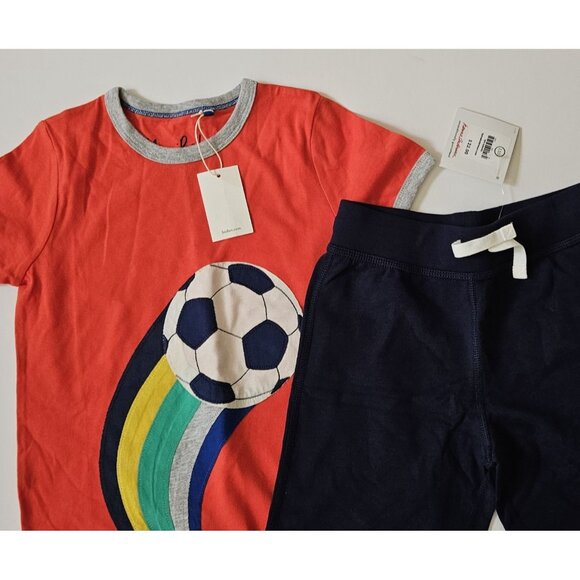 Hanna Andersson Mini Boden 110 5-6 NWT Soccer Applique Tee Top Shorts - Picture 2 of 3